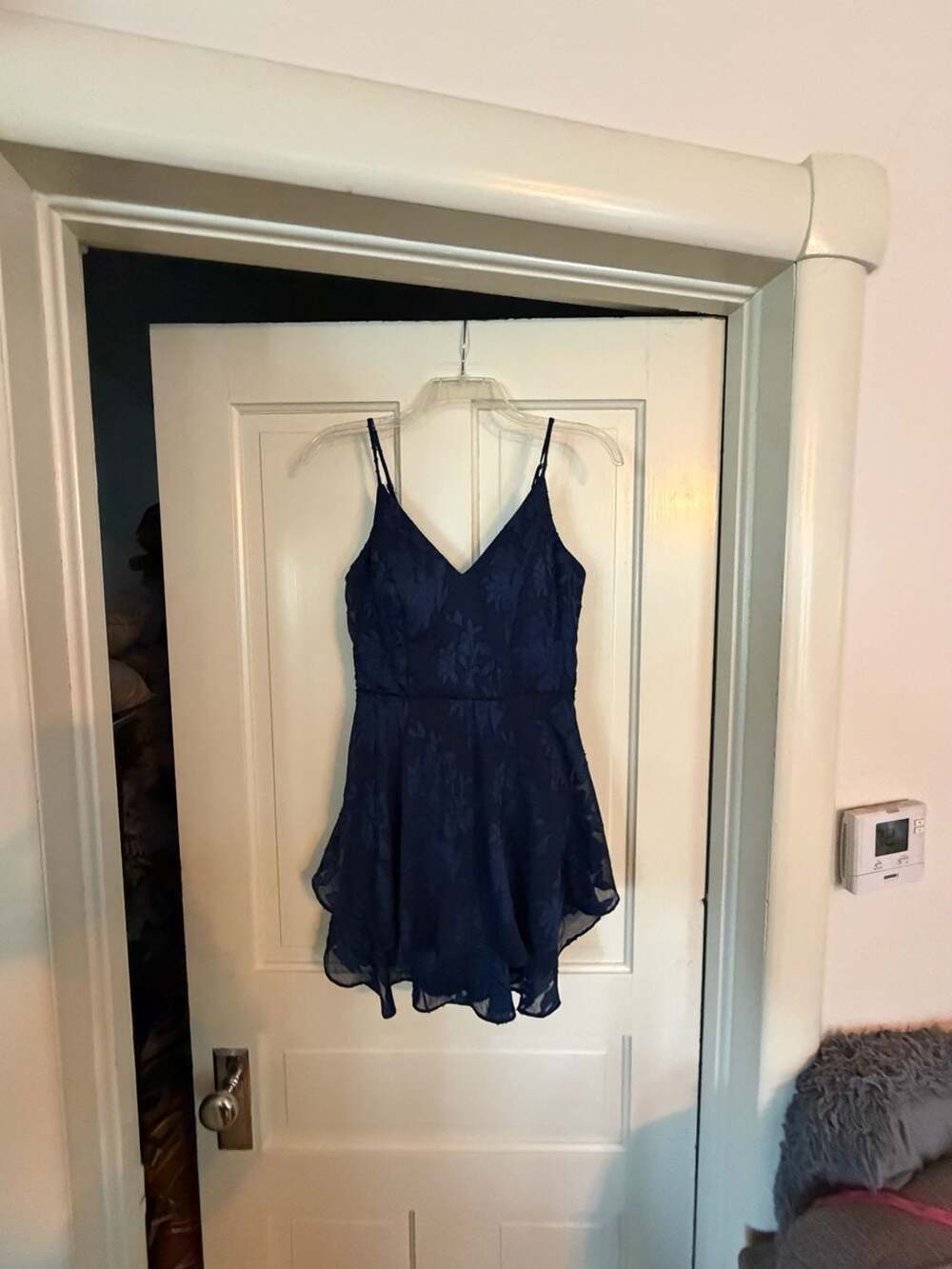 B. Darlin Dress Size 3/4 Navy Blue Floral Jacquard Mini Party